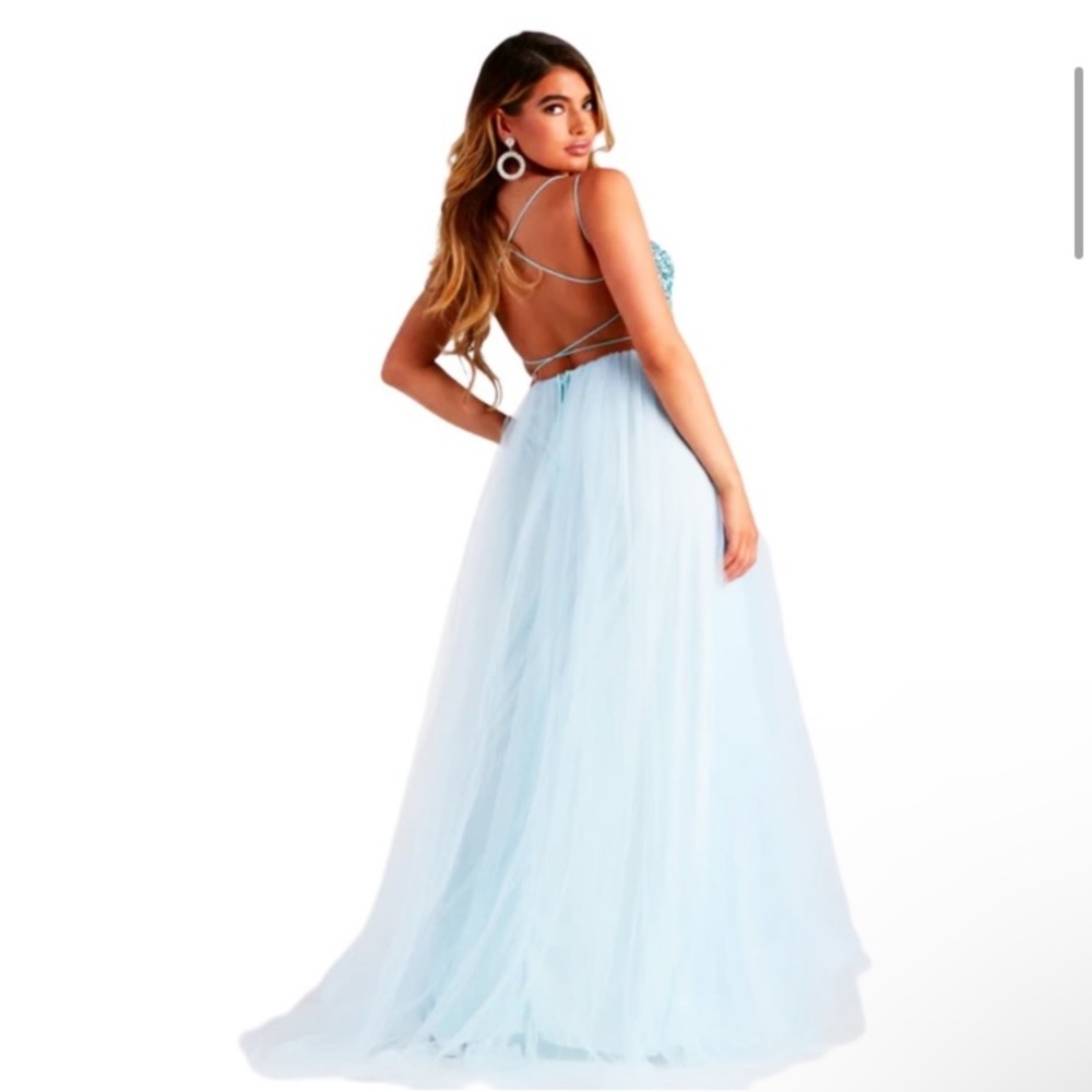 Windsor Blue Sequenced Tulle Cinderella Princess Homecoming Dress Dance Formal - Picture 15 of 16